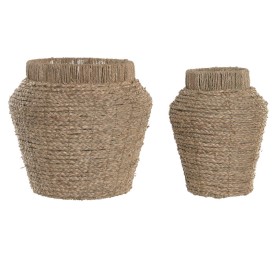 MACETERO SET 2 SEAGRASS METAL 28X26X35 NATURAL