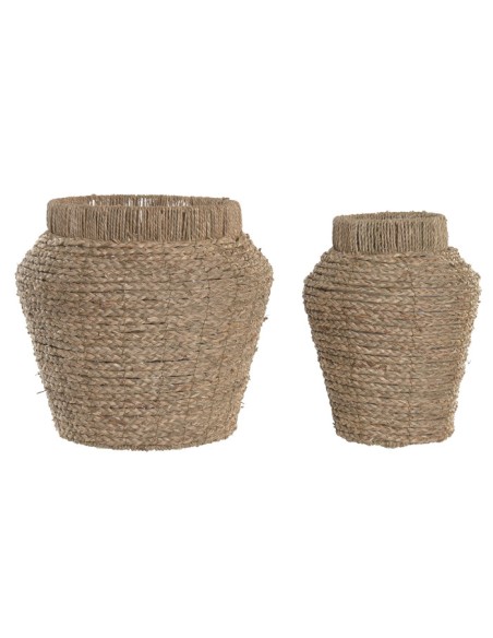 MACETERO SET 2 SEAGRASS METAL 28X26X35 NATURAL MACETERO SET 2 SEAGRASS METAL 28X26X35 NATURAL