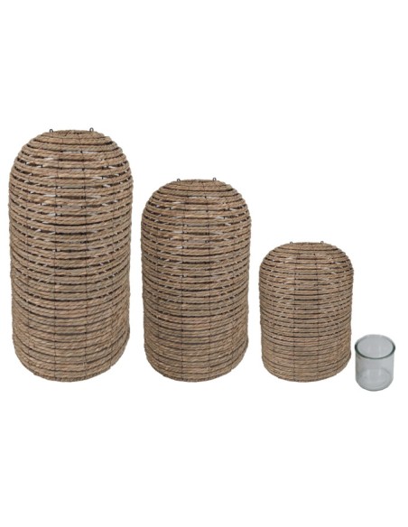 PORTAVELA SET 3 MIMBRE CRISTAL 40X40X83 PORTAVELA SET 3 MIMBRE CRISTAL 40X40X83