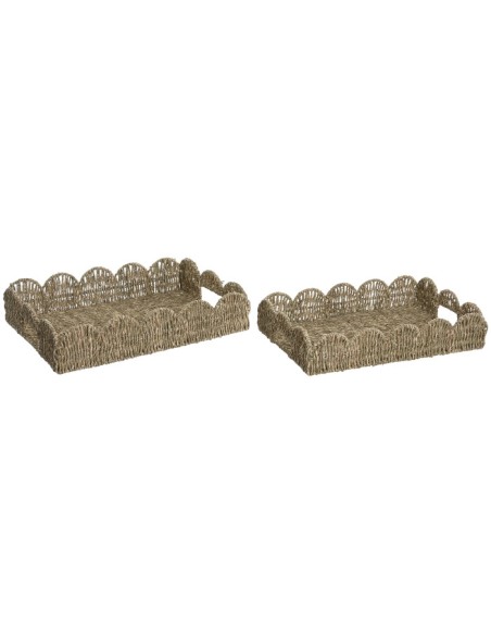 BANDEJA DECORACION SET 2 SEAGRASS METAL 48X33X10