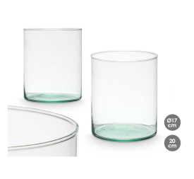 JARRON VIDRIO RECICLADO CILINDRO 17X20CM