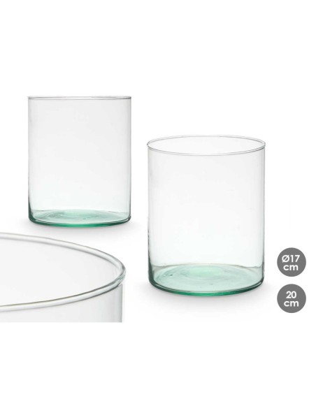 JARRON VIDRIO RECICLADO CILINDRO 17X20CM