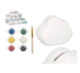 HUCHA PINTAR NUBE 6 COLORES PINCEL