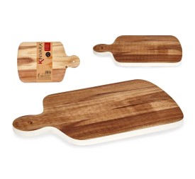 TABLA CORTAR MADERA CON BORDE BLANCO 40CM