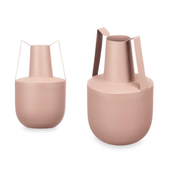 JARRON ACERO DOBLE ASA ARENA PASTEL 14 x 14 x 24 cm