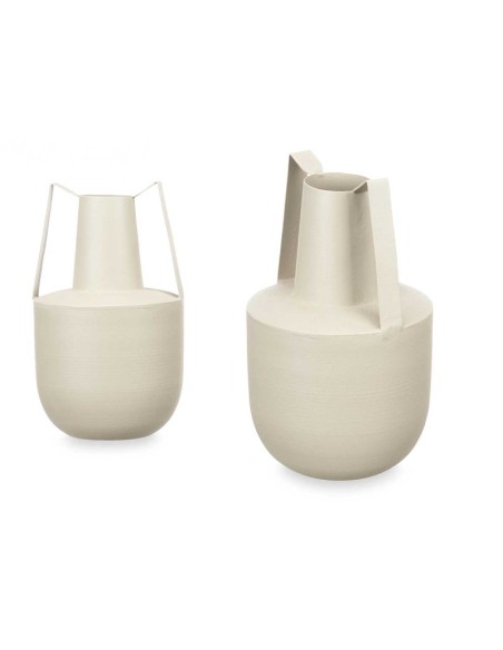 JARRON ACERO DOBLE ASA CREMA PASTEL 14 x 14 x 24 cm JARRON ACERO DOBLE ASA CREMA PASTEL 14 x 14 x 24 cm
