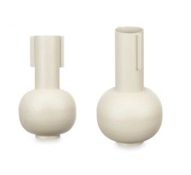 JARRON ACERO FORMA CREMA PASTEL 14 x 14 x 28 cm