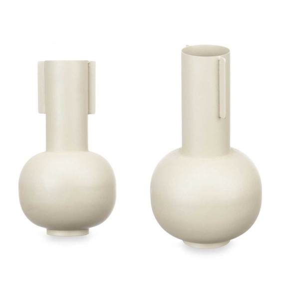 JARRON ACERO FORMA CREMA PASTEL 14 x 14 x 28 cm