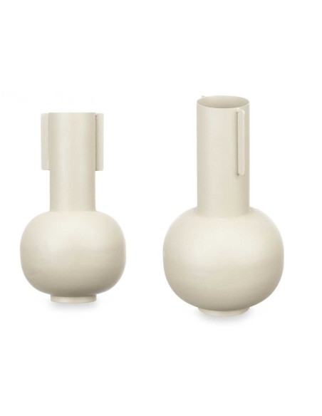 JARRON ACERO FORMA CREMA PASTEL 14 x 14 x 28 cm JARRON ACERO FORMA CREMA PASTEL 14 x 14 x 28 cm