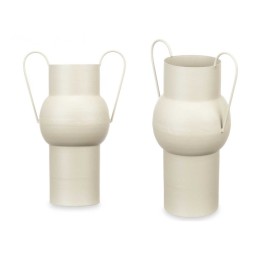 JARRON ACERO ABOMBADO CREMA PASTEL MED 14 x 22 x 32 cm