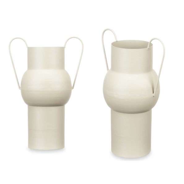 JARRON ACERO ABOMBADO CREMA PASTEL MED 14 x 22 x 32 cm