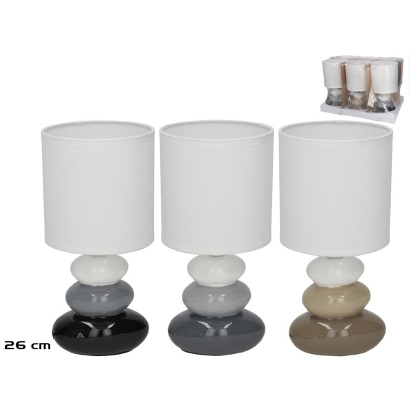 LAMPARA MESA CERAMICA ARUBA 13X13X26CM 3 SURT