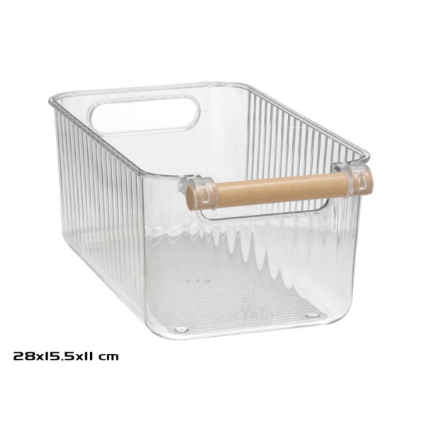 BANDEJA ORGANIZADORA ASA MADERA 28X15,5X11,5CM TRANSP.