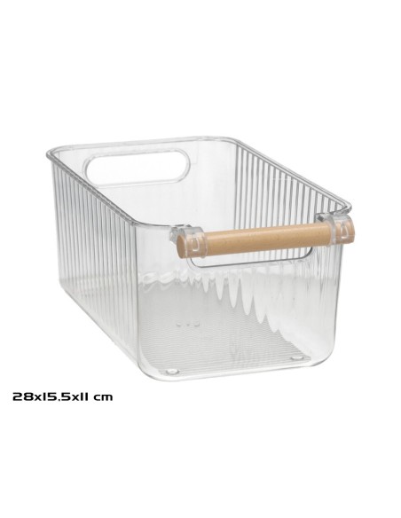 BANDEJA ORGANIZADORA ASA MADERA 28X15,5X11,5CM TRANSP.