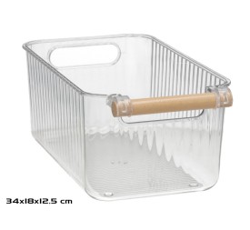 BANDEJA ORGANIZADORA ASA MADERA 34X18X12,5CM TRANS