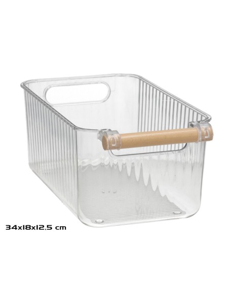 BANDEJA ORGANIZADORA ASA MADERA 34X18X12,5CM TRANS