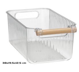 BANDEJA ORGANIZADORA ASA MADERA 38X19,5X12,5CM TRANSP.
