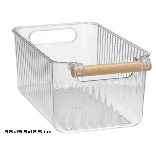 BANDEJA ORGANIZADORA ASA MADERA 38X19,5X12,5CM TRANSP.