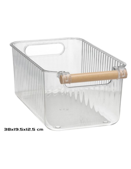 BANDEJA ORGANIZADORA ASA MADERA 38X19,5X12,5CM TRANSP.