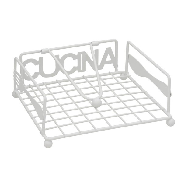 SERVILLETERO METAL CUCINA 18X18X7CM BLANCO