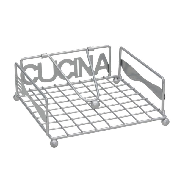 SERVILLETERO METAL CUCINA 18X18X7CM PLATA
