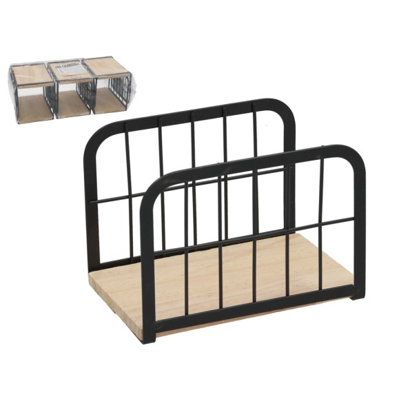 SERVILLETERO METAL+MADERA CORDOBA 10X14.5X10.5CM N