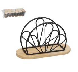 SERVILLETERO METAL+MADERA JEREZ 15X7.5X9.5CM NEGRO