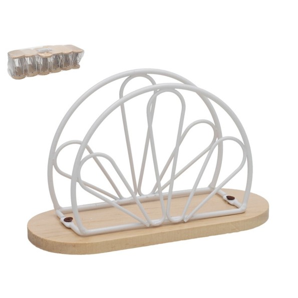 SERVILLETERO METAL+MADERA JEREZ 15X6.7X9.5CM BLANCO