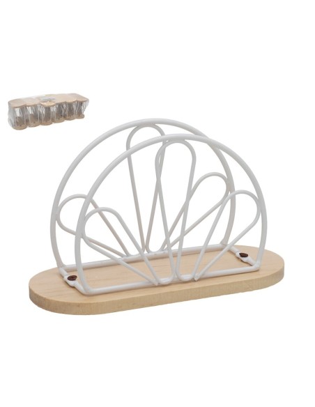 SERVILLETERO METAL+MADERA JEREZ 15X6.7X9.5CM BLANCO