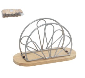 SERVILLETERO METAL+MADERA JEREZ 15X7.5X9.5CM METAL