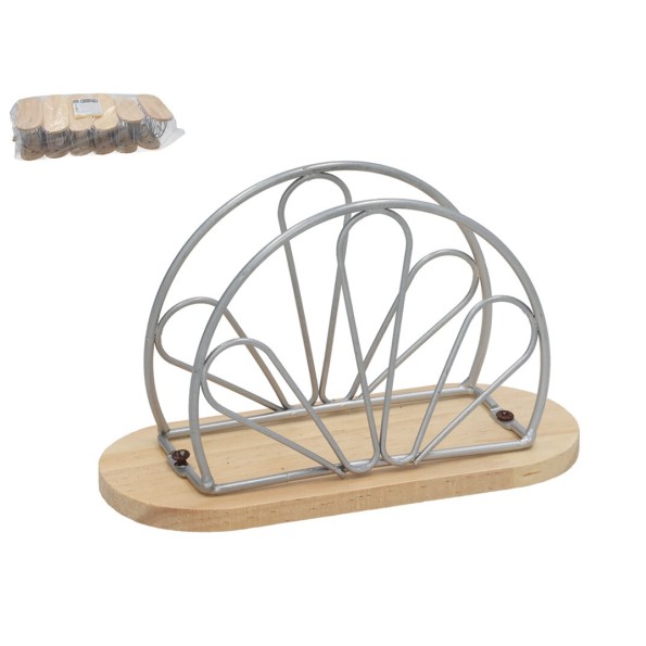 SERVILLETERO METAL+MADERA JEREZ 15X7.5X9.5CM METAL