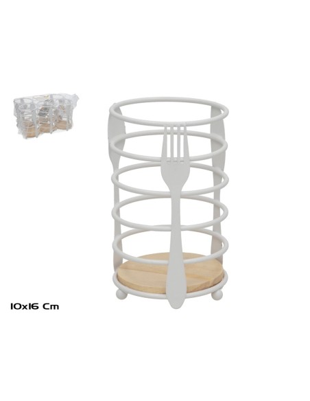 PORTACUBIERTOS METAL+MADERA SEVILLA 10X16CM BLANCO PORTACUBIERTOS METAL+MADERA SEVILLA 10X16CM BLANCO