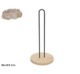 PORTAROLLOS MADERA+METAL LOLA 15X33CM NEGRO