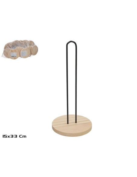 PORTAROLLOS MADERA+METAL LOLA 15X33CM NEGRO PORTAROLLOS MADERA+METAL LOLA 15X33CM NEGRO
