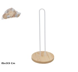 PORTAROLLOS MADERA+METAL LOLA 15X33CM BLANCO
