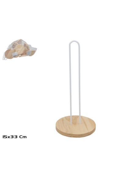 PORTAROLLOS MADERA+METAL LOLA 15X33CM BLANCO PORTAROLLOS MADERA+METAL LOLA 15X33CM BLANCO