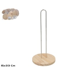 PORTAROLLOS MADERA+METAL LOLA 15X33CM PLATA