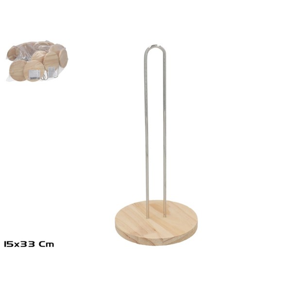 PORTAROLLOS MADERA+METAL LOLA 15X33CM PLATA