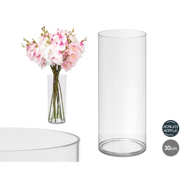 JARRON CILINDRICO ACRILICO 12X30CM