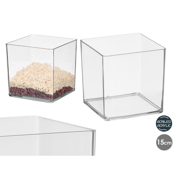 JARRON CUADRADO ACRILICO 15X15CM