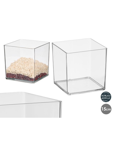 JARRON CUADRADO ACRILICO 15X15CM