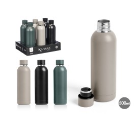 TERMO BASE ACERO 500ML SURTIDO 3 COLORES OSCUROS