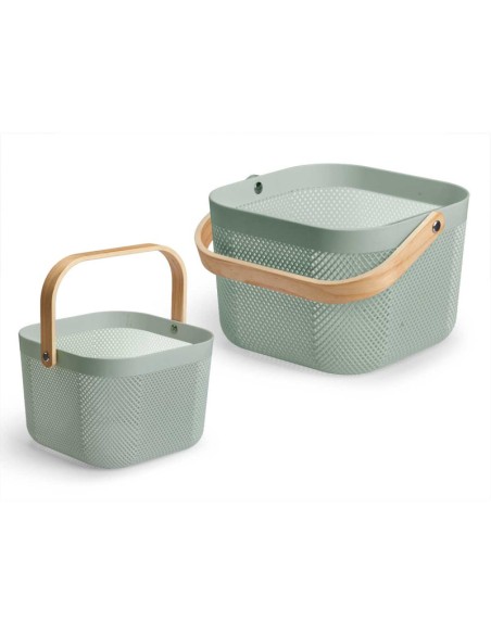 CESTA MULTIUSOS VERDE CUADRADA ASA CESTA MULTIUSOS VERDE CUADRADA ASA