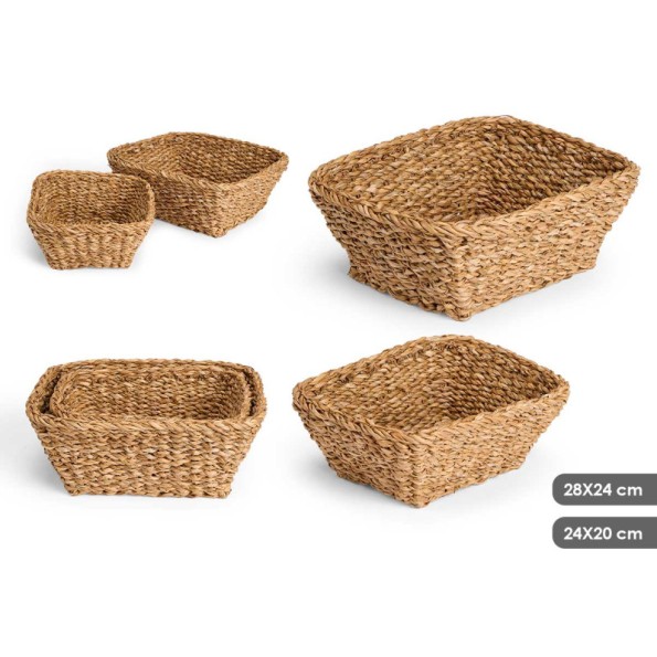 SET 2 CESTOS RECTANGULARES 28X24CM