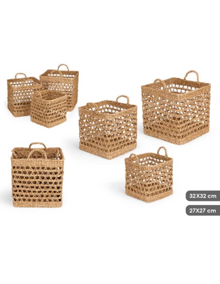 SET 3 CESTOS CUADRADOS CALADOS 37X37CM