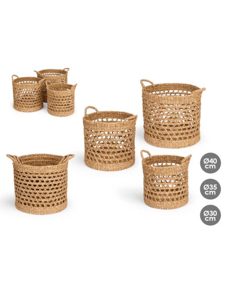 SET 3 CESTOS REDONDOS CALADOS 40CM DIAM