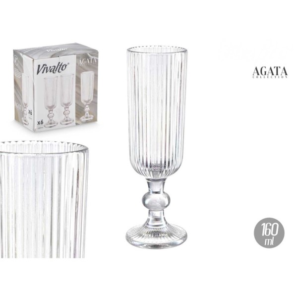 COPA CAVA TRANSPARENTE RAYAS 160ML