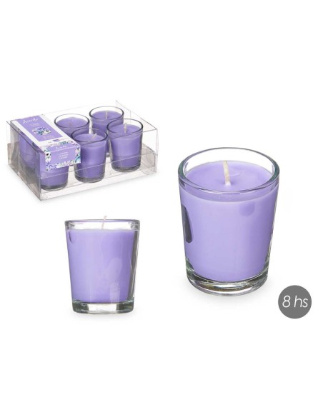 SET 6 VELAS VASO VIDRIO LAVANDA