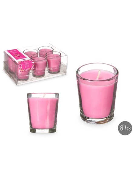SET 6 VELAS VASO VIDRIO ORQUIDEA