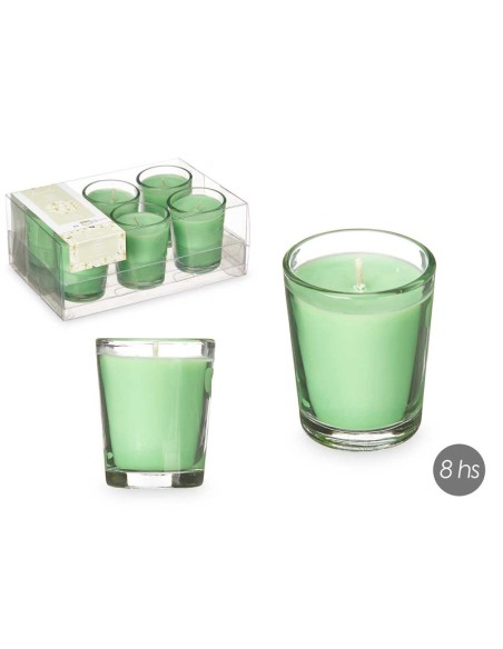 SET 6 VELAS VASO VIDRIO JAZMIN